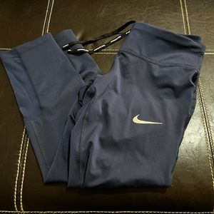 Nike Epic Run Navy Blue dri fit cropped Tights running jogging pants Small